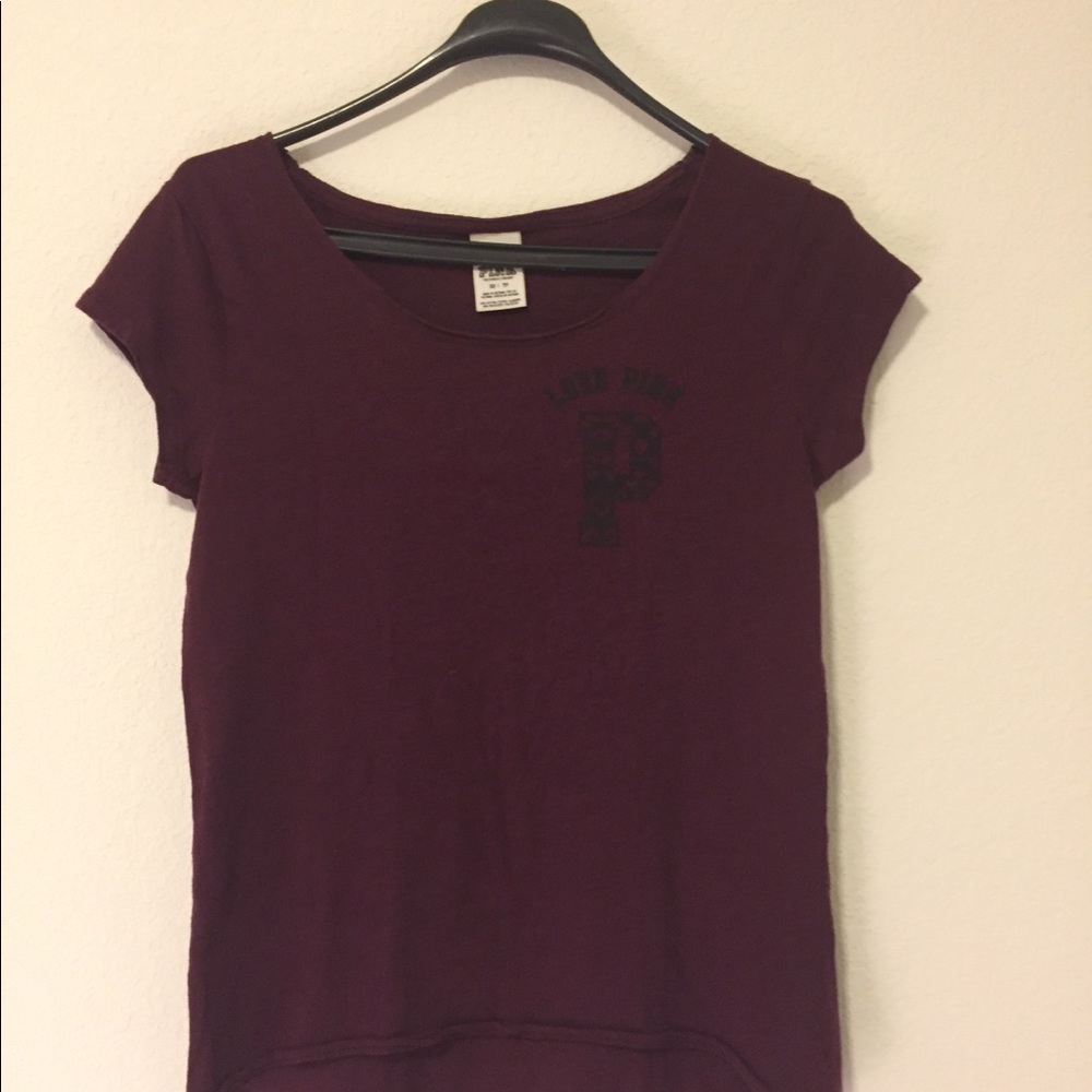 PINK scoop neck T-shirt, maroon XS